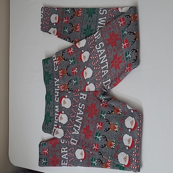 Festive Santa and Reindeer Patterned Thermal Leggings Size M (7-9) - Picture 6 of 7